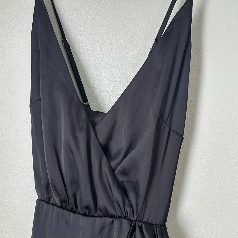 NWT $188 lovers and friends KAMALA MINI DRESS xxs black satin - Picture 3 of 13